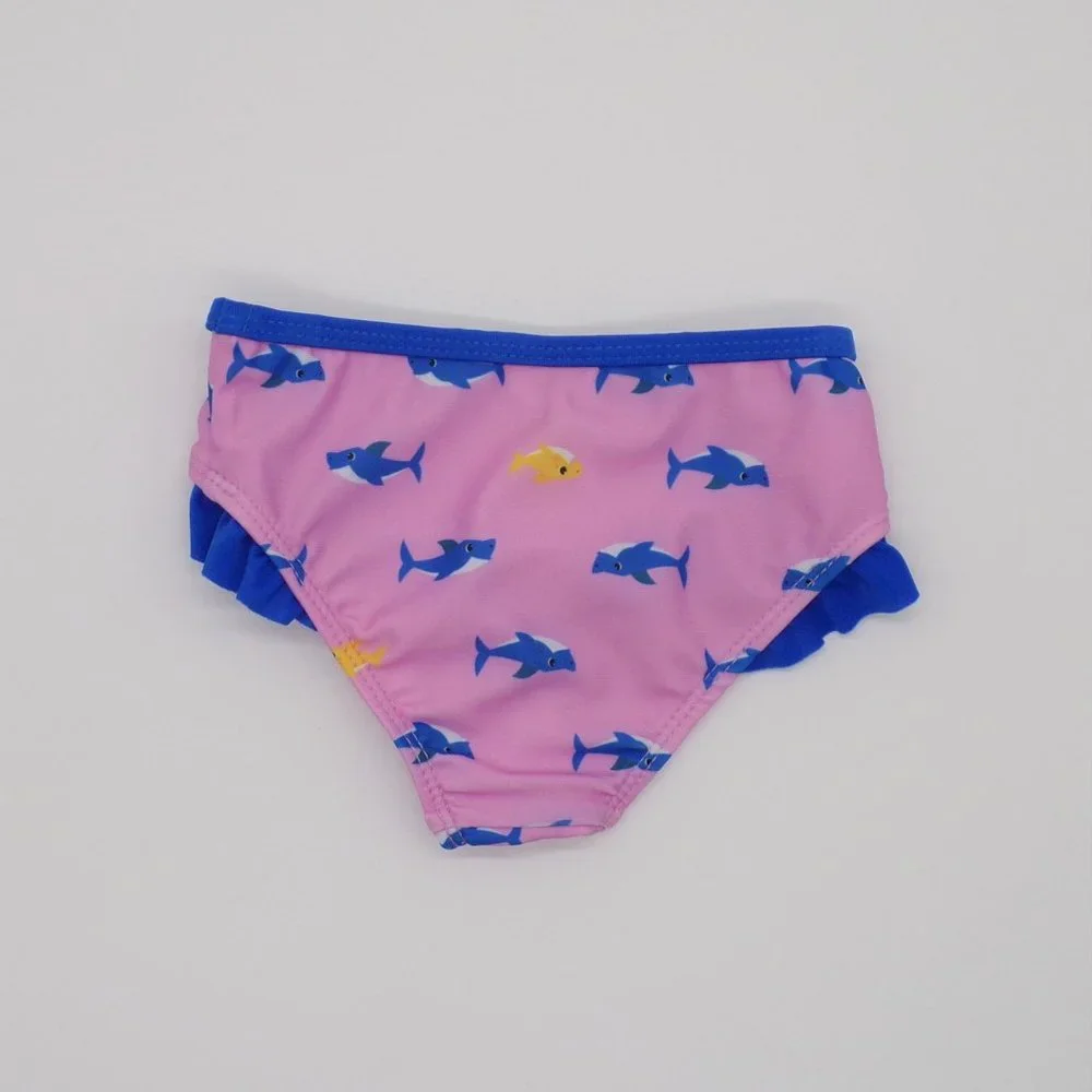Pinkfong BABY SHARK Girl Swimsuit Sz 12 Month Pink Two Piece Suit Beach